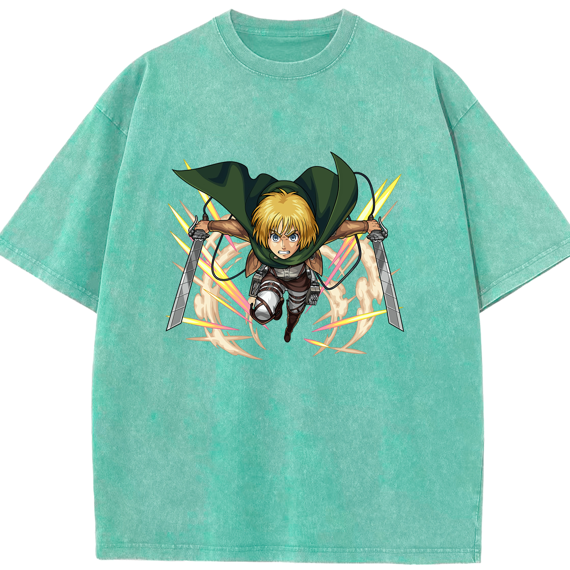 （画像用） 進撃の巨人 アルミン·アルレルト Attack on Titan Armin Arlert 綿100% ヴィンテージ風 半袖Tシャツ（フロントプリント）
